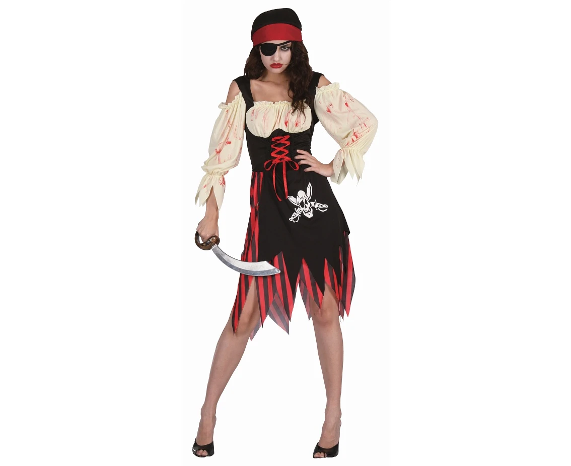 Role play-set for adult Sinful Pirate Girl (dress, hairband, eye patch), one size